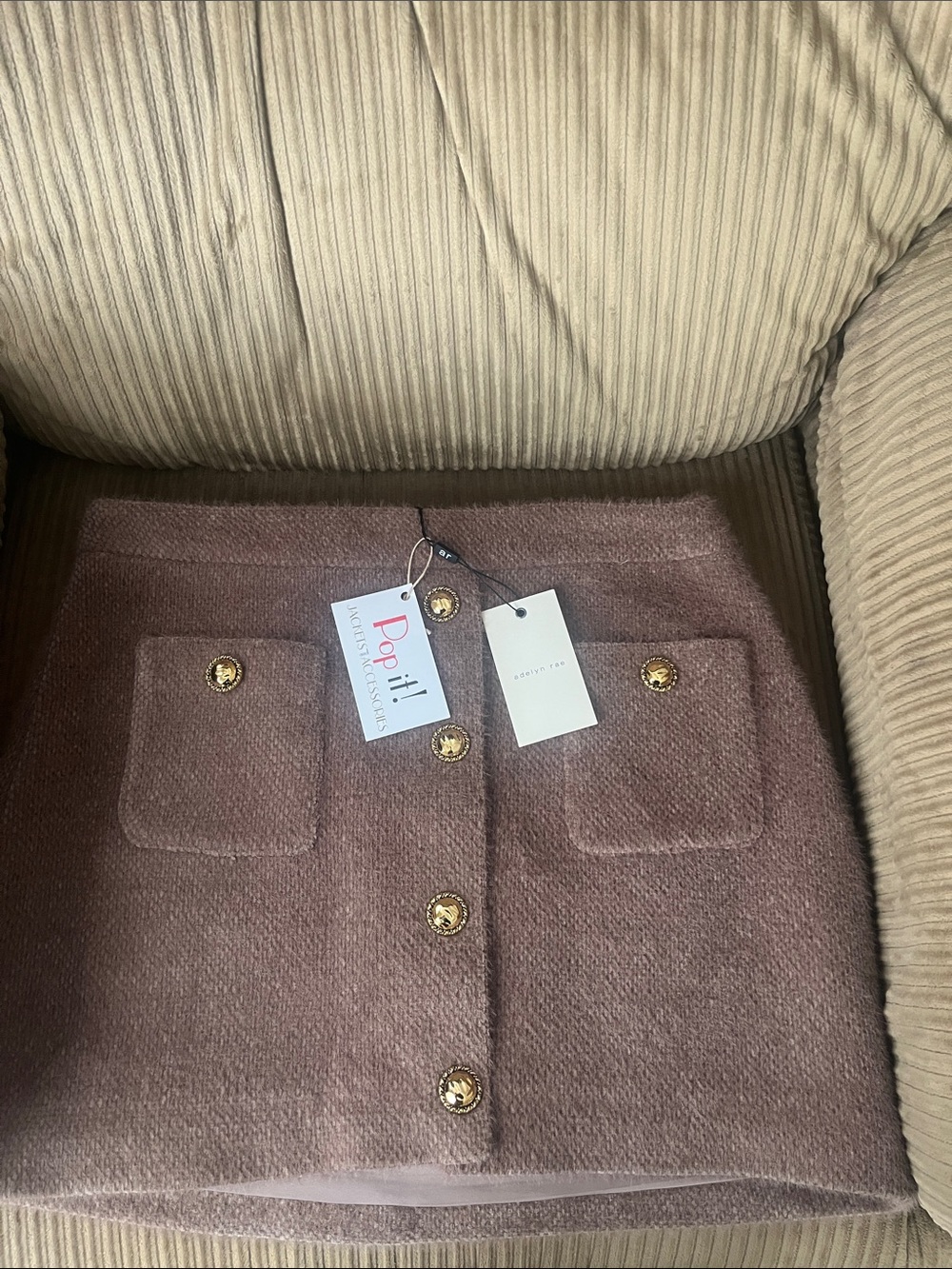 Adelyn Rae Mauve Button-Front Mini Skirt